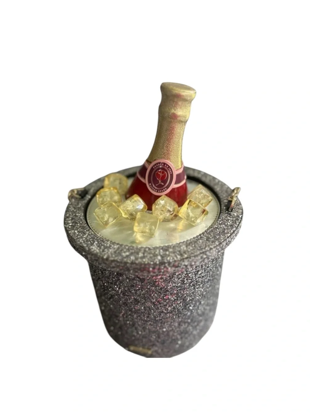 KATE SPADE FINER THINGS CHAMPAGNE BUCKET GLITTER ICE CROSSBODY